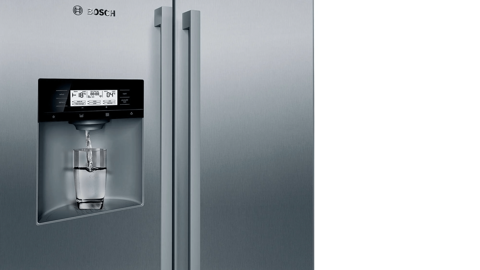 Hình ảnh tủ lạnh Bosch hiện đại với hệ thống làm lạnh tự động, chứng nhận bảo hành chính hãng Bosch tại Việt Nam, phù hợp cho khách hàng tìm kiếm dịch vụ bảo hành và sửa chữa thiết bị gia dụng Bosch.