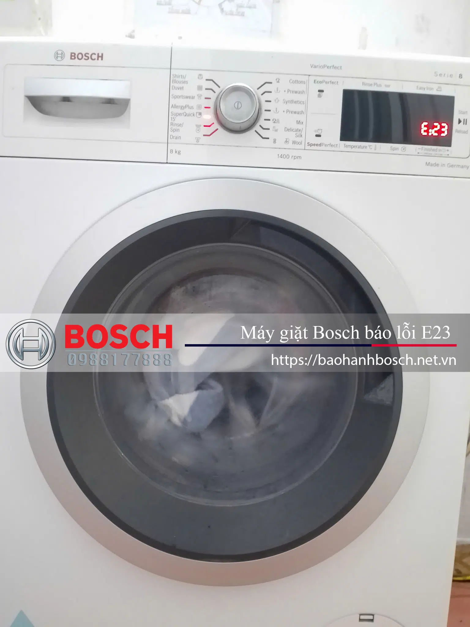 Cần thay thế cảm biến lỗi E23 của máy giặt Bosch.
