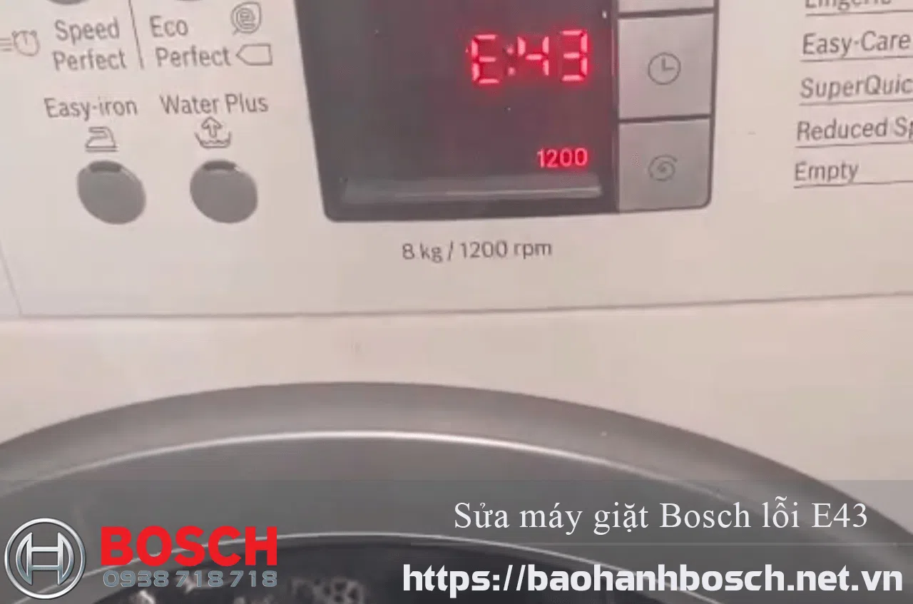 Lỗi E43 của máy giặt Bosch, hướng dẫn sửa chữa và bảo hành chính hãng Bosch tại Việt Nam. Dịch vụ sửa chữa uy tín, nhanh chóng, đảm bảo chất lượng và chính hãng.