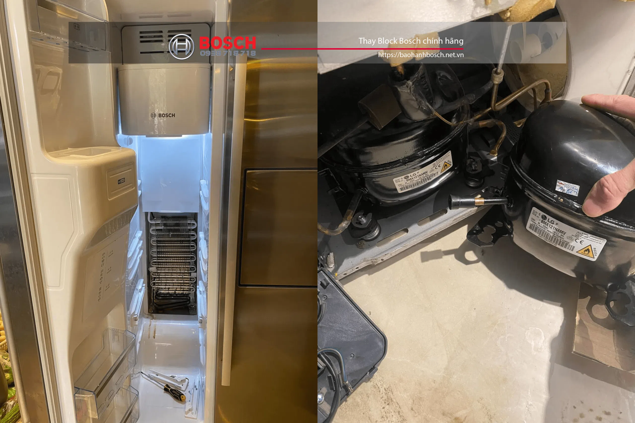 Thay block máy nén lạnh Bosch chính hãng cho tủ đông, tủ mát với linh kiện đảm bảo chất lượng cao và độ bền tối ưu. Dịch vụ bảo hành Bosch chuyên nghiệp, uy tín tại Việt Nam.