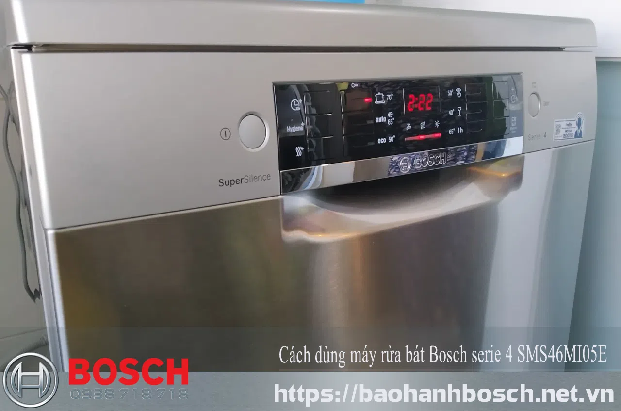 Máy rửa bát Bosch seri 4 SMS46MI05E, bảo hành chính hãng, dịch vụ sửa chữa và bảo trì uy tín tại Việt Nam.