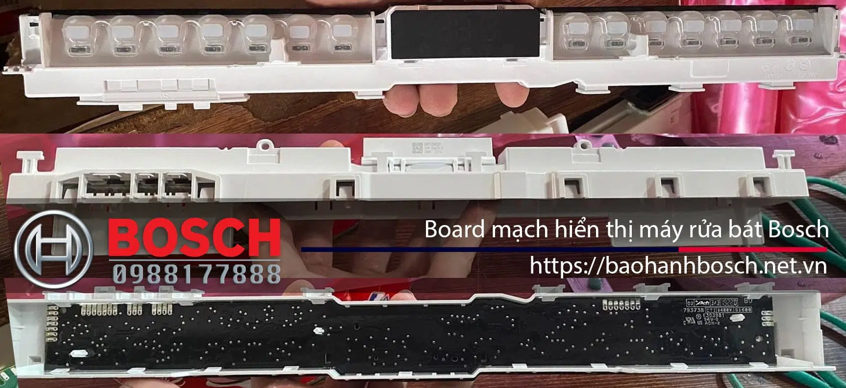 Board mạch hiển thị máy rửa bát Bosch, linh kiện điện tử chính hãng, bảo hành Bosch uy tín, dịch vụ sửa chữa Bosch chất lượng cao, https://baohanhbosch.net.vn.