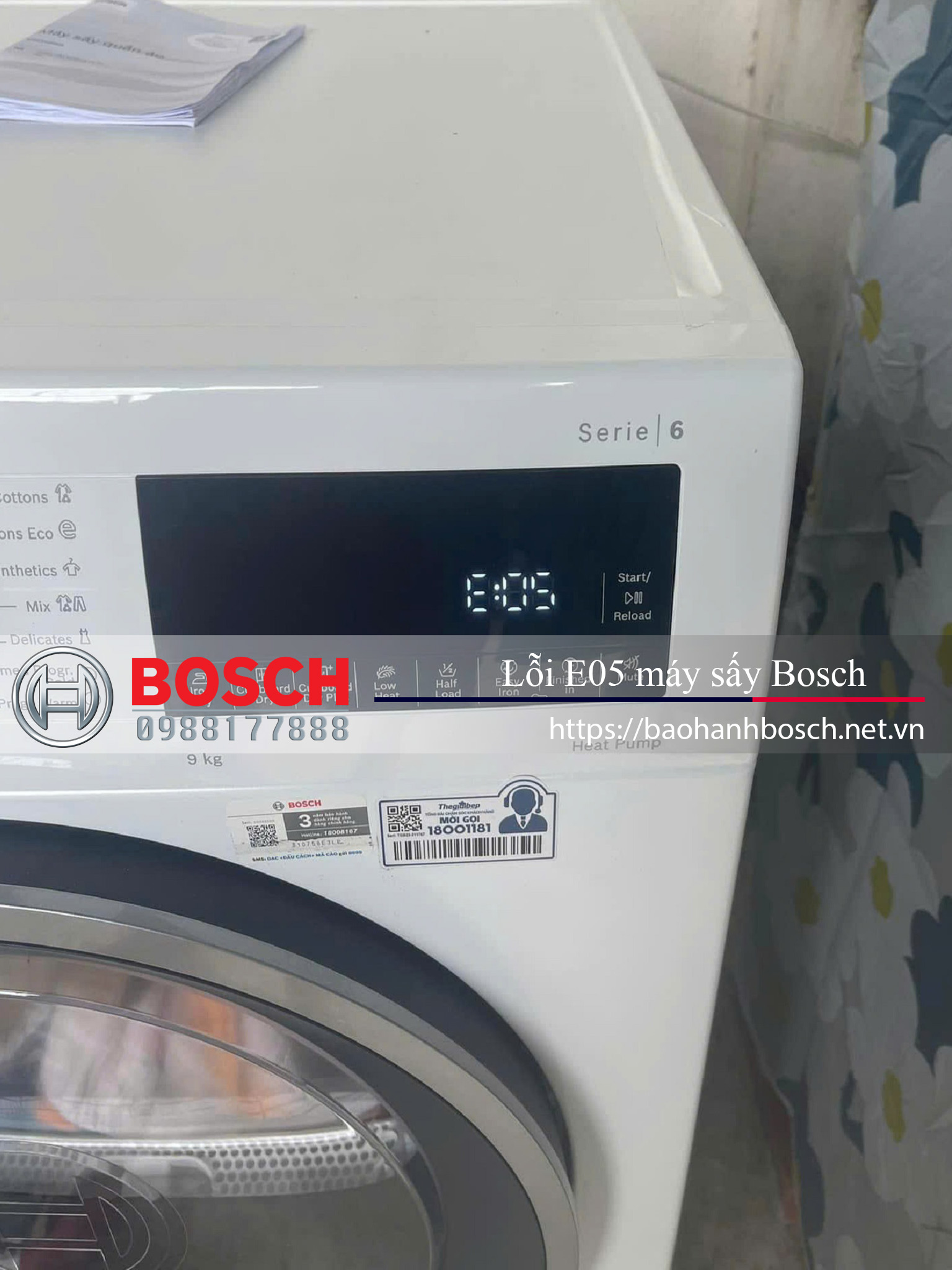lỗi E05-10 máy sấy Bosch