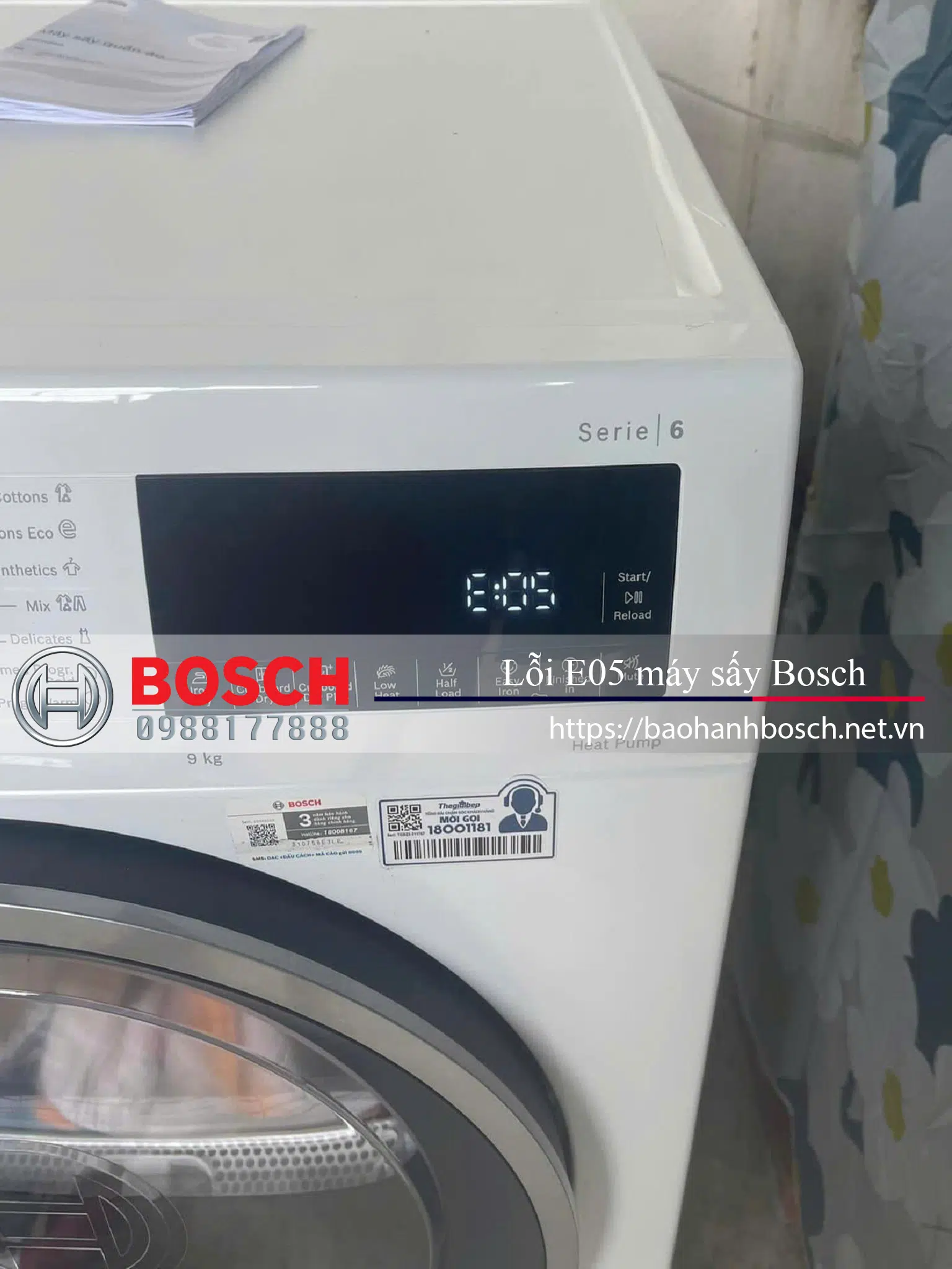 Lỗi E05 máy sấy Bosch, bảo hành, sửa chữa, linh kiện chính hãng Bosch, dịch vụ bảo hành máy sấy Bosch tốt nhất tại Việt Nam, trung tâm sửa chữa Bosch chuyên nghiệp.