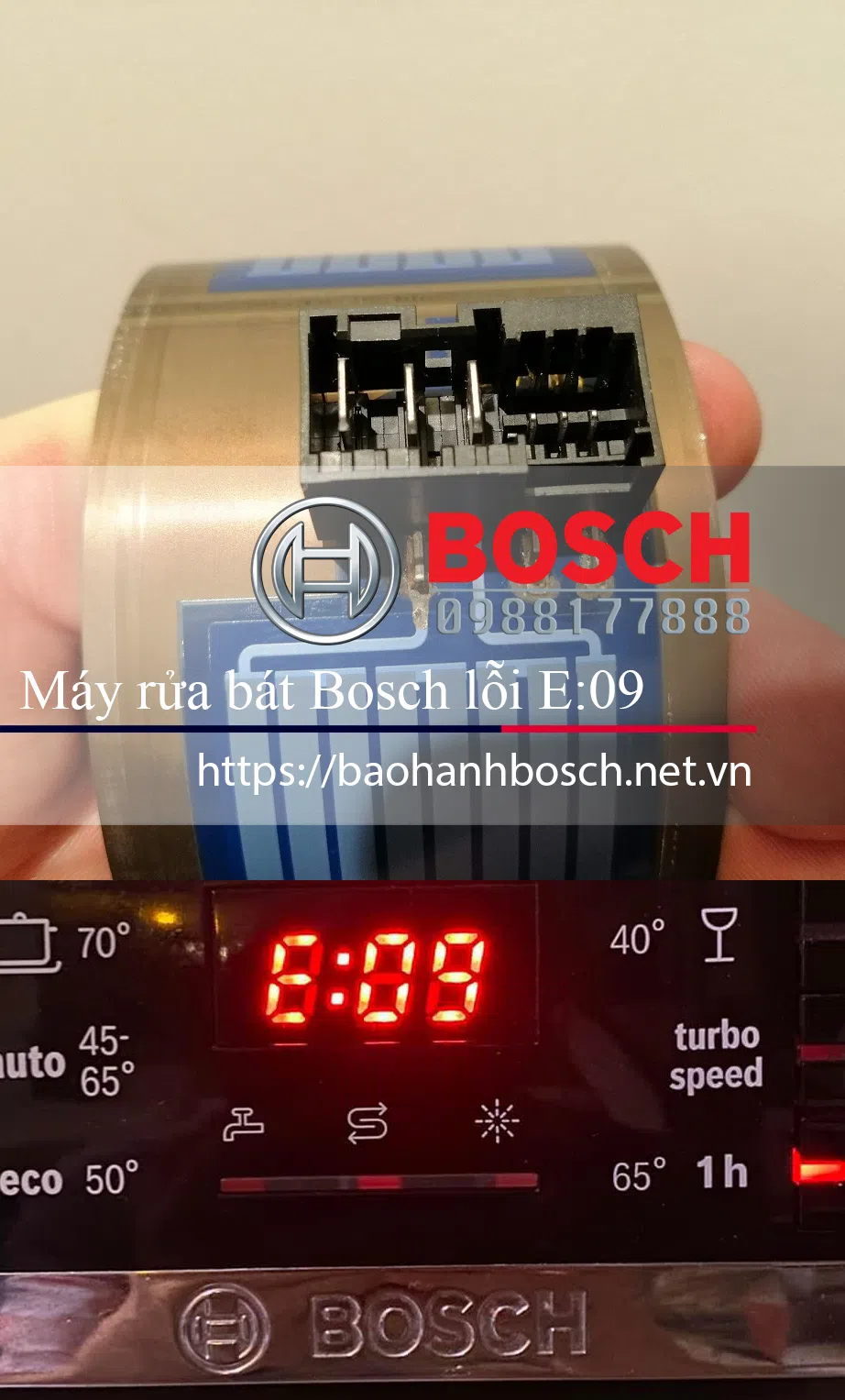 Chíp điều khiển máy rửa bát Bosch lỗi E:09, linh kiện chính hãng Bosch, sửa chữa điện tử Bosch, dịch vụ bảo hành Bosch chuyên nghiệp tại Việt Nam.