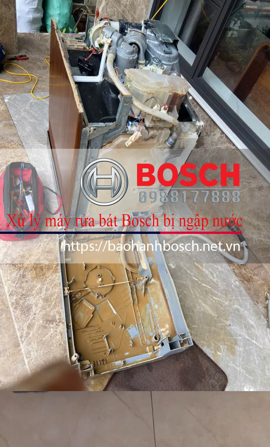 Cần nhanh chóng xử lý máy rửa bát Bosch bị ngập nước