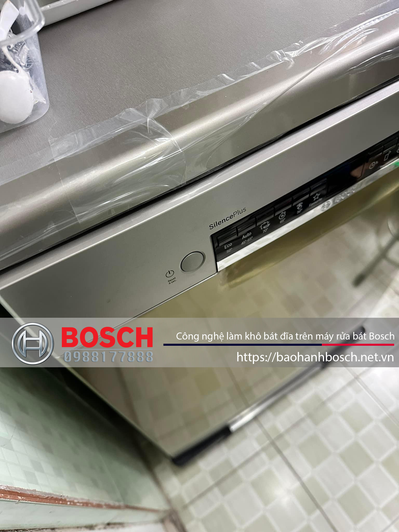 làm khô bát đĩa trên máy rửa bát Bosch