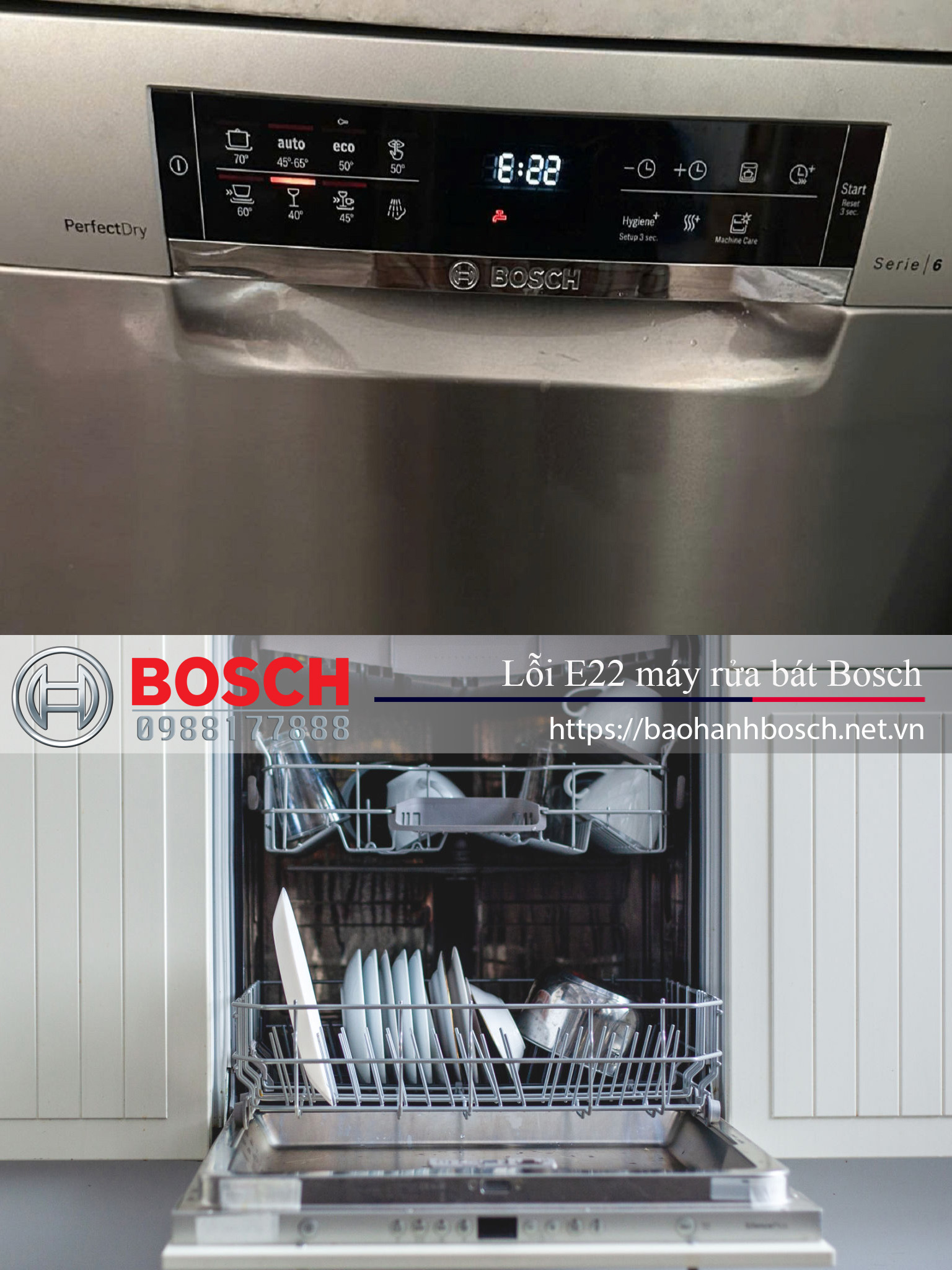 Lỗi E22 máy rửa bát Bosch