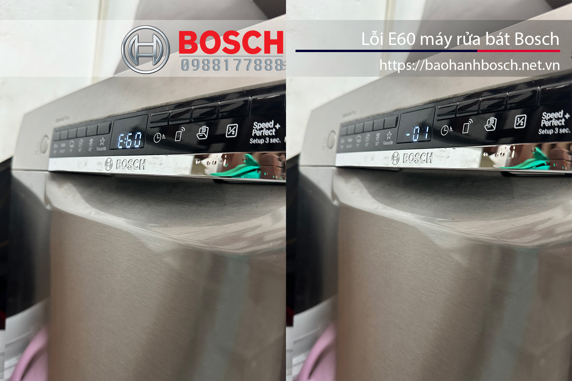 Lỗi E60-01 máy rửa bát Bosch do hỏng bơm nhiệt