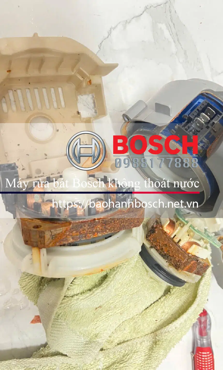 Bảo hành Bosch nhận sửa máy rửa bát Bosch không thoát nước vì hỏng bơm